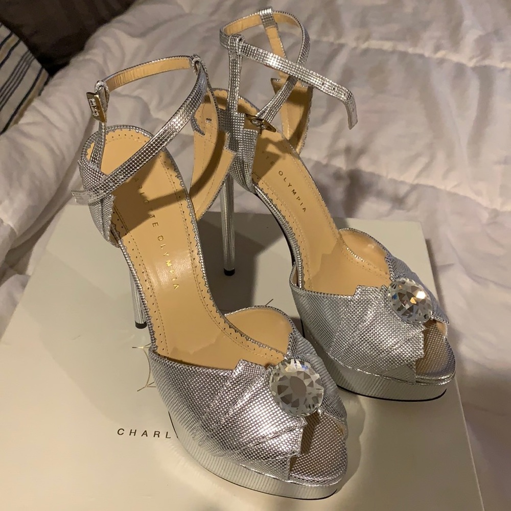 Charlotte Olympia Skyscraper Silver Platform Heels